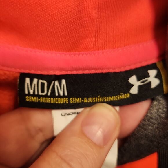 Under Armour Women's Semi-Fitted Pullover Hoodie Bright Pink & Gray Size M - Picture 6 of 10